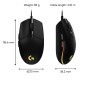 Logitech Gaming Mouse G203 LIGHTSYNC Optisk Kablet Sort
